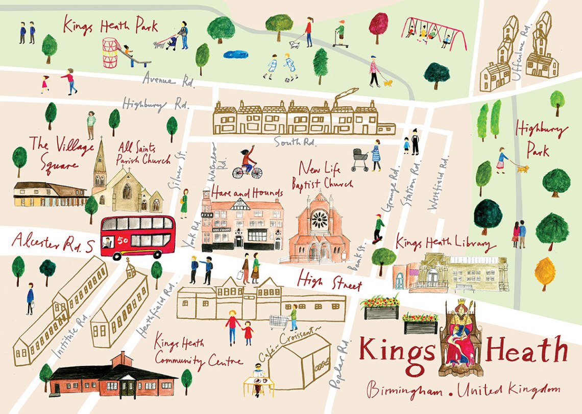 Kings Heath Map Illustration by Tsz Wan