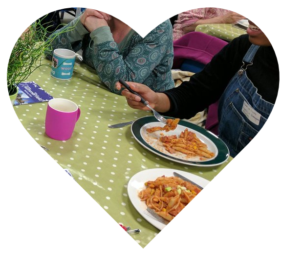 A heart shape showing a cafe table