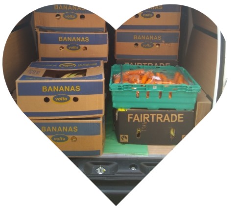 Boxes of bananas and carrots